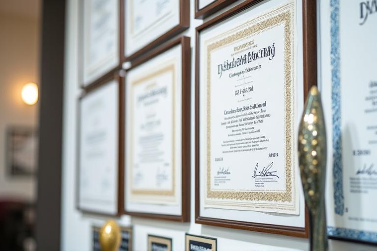 Industry certifications and awards display