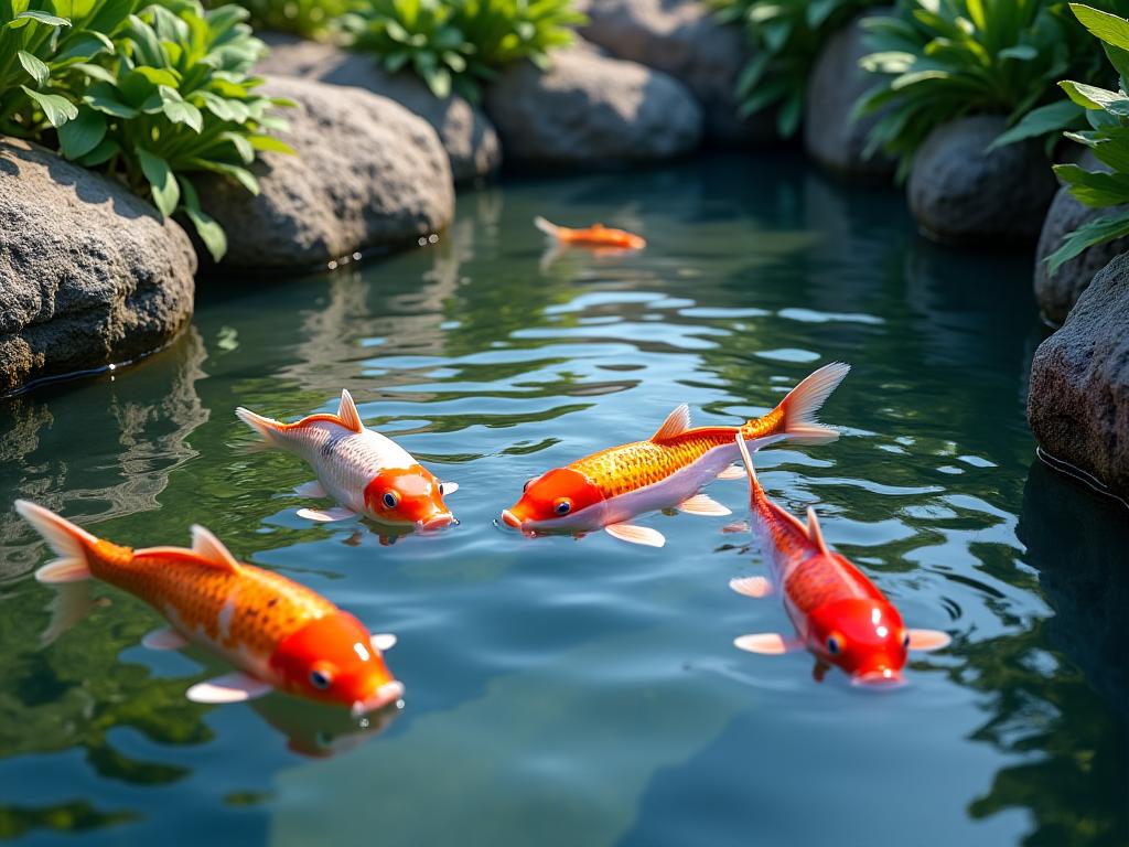 Koi pond ecological balance construction